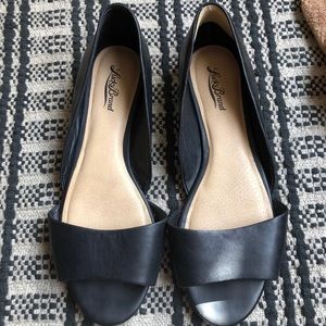 Lucky Brand black open toe flats 9.5